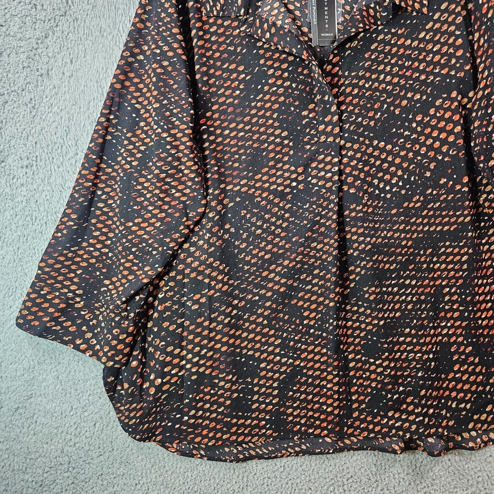 NWT Investments Women 3X Shirt Top Split Neck Pullover Geometric Brown‎ Black - Picture 2 of 11